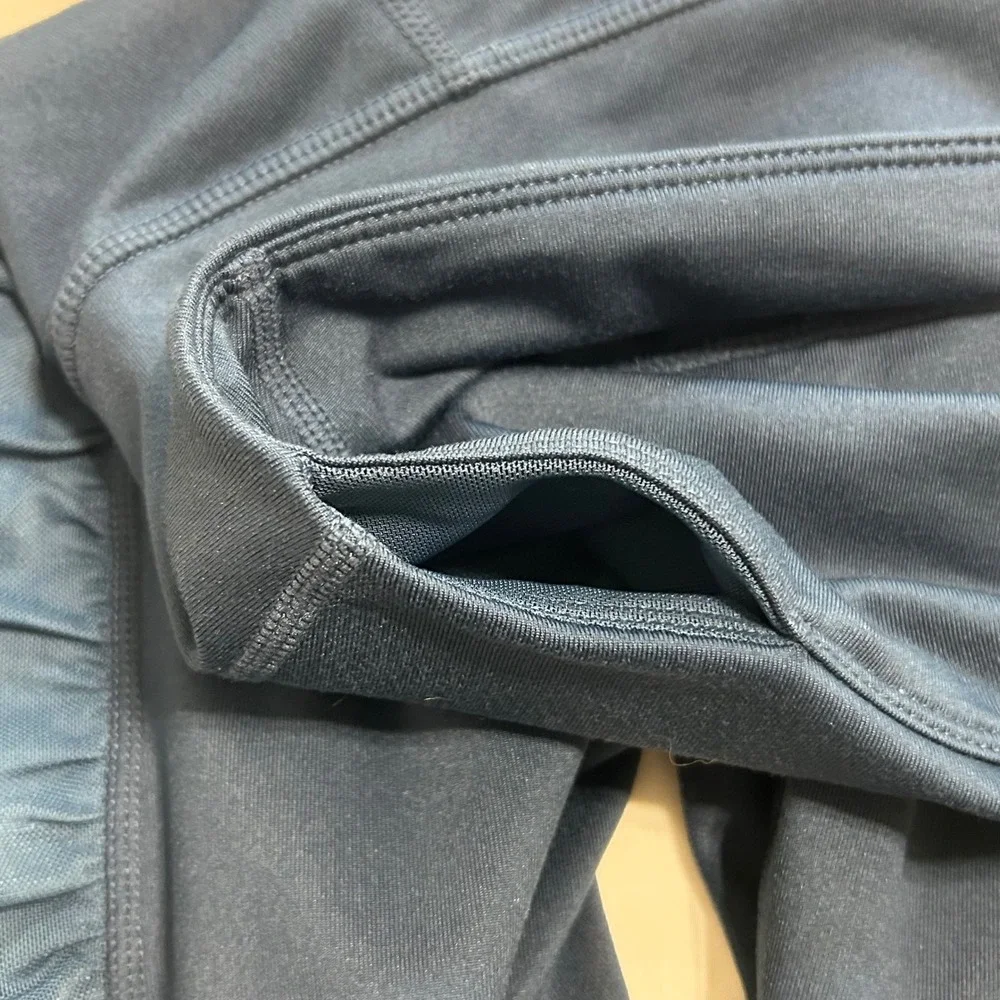 Z by Zella‎ Womens Ruched Side Pocket 7/8 Leggings Teal Blue Small